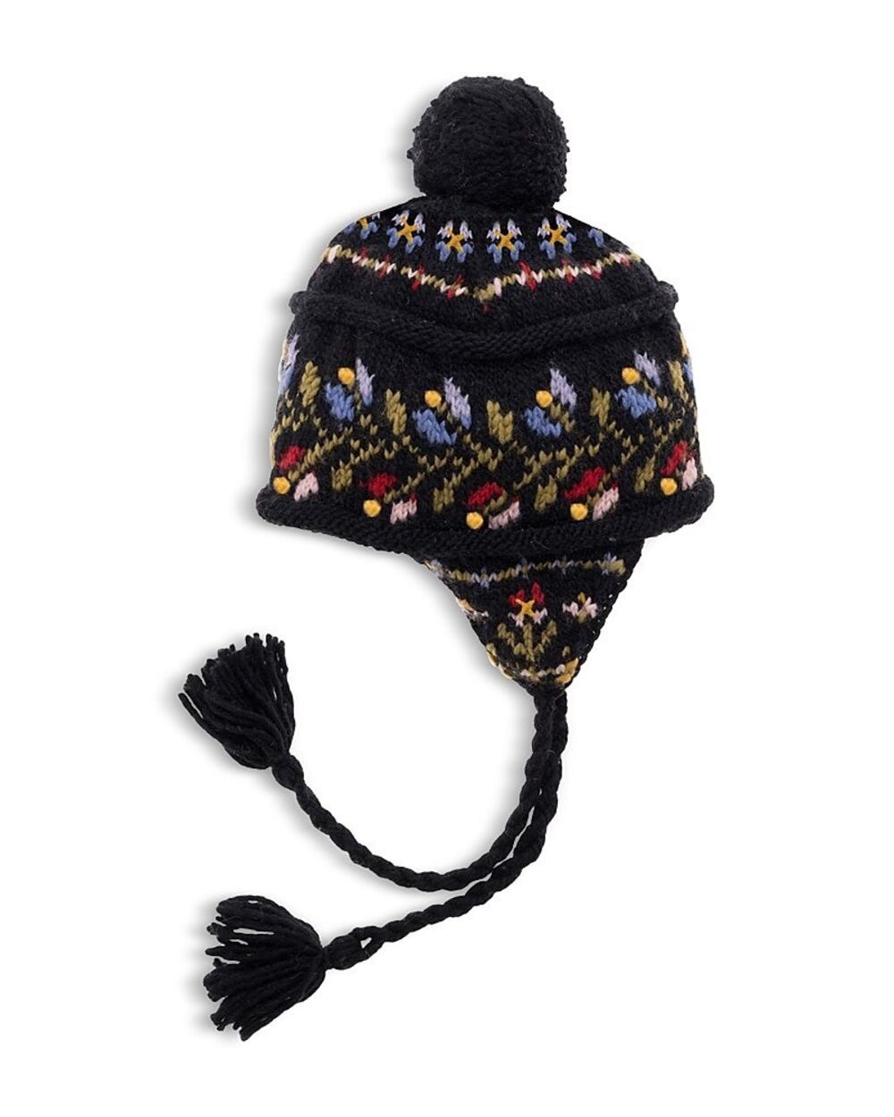 French Knot Leelu Earflap Wool Beanie Black One Size